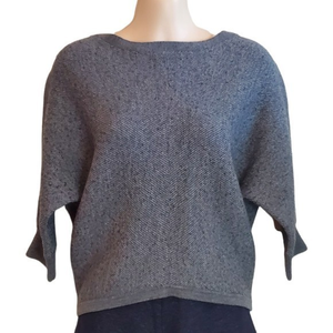 The Limited Women's Gray Cropped Sweater Sz Small Merino Wool 3/4 length sleeves